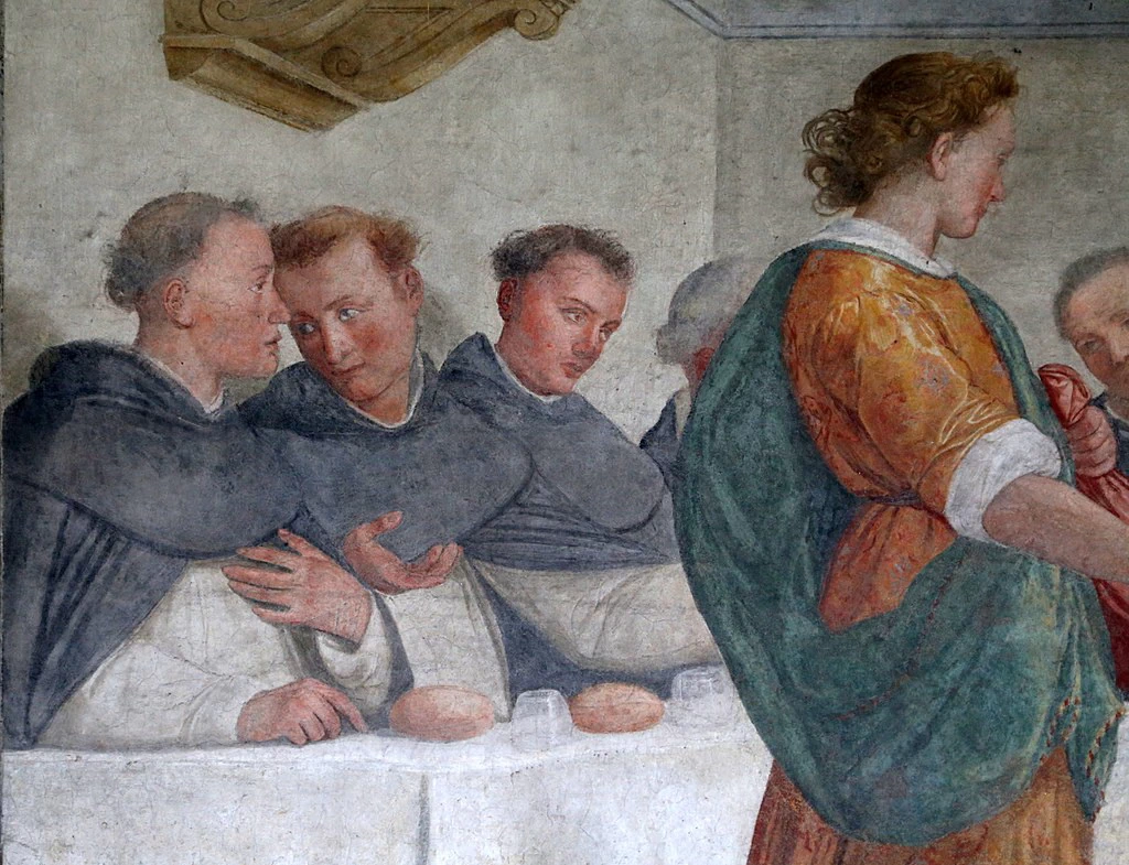 Chiostro Grande in Santa Maria Novella - San Domenico a mensa nutrito dagli angeli, dettaglio 1